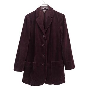 J. Jill | Corduroy Velvet Trim Plum Purple Blazer Chore Utility Jacket